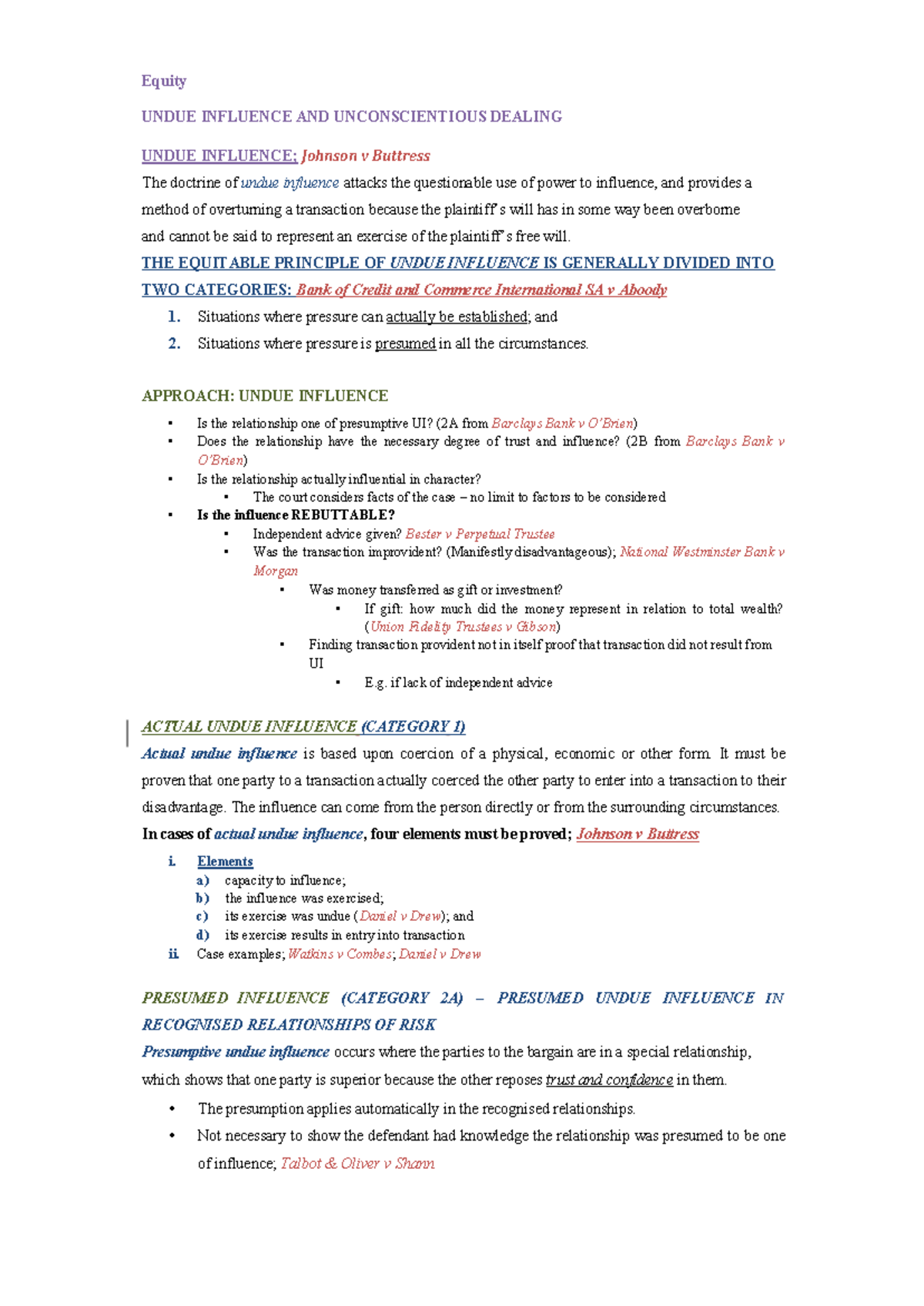 Equity 101: Understanding Undue Influence and Unconscionable Dealing ...