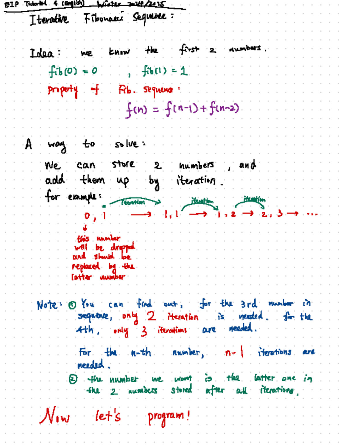 Fibonacci Iterative engl - EIP Tutorial 4 (English) Winter Iterative ...