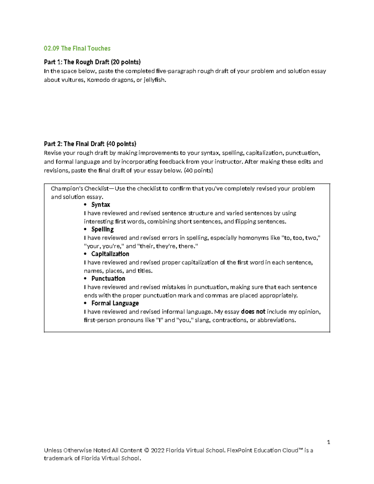 02.09 Problem & Solution Essay Worksheet - Final Draft Guidance - Studocu