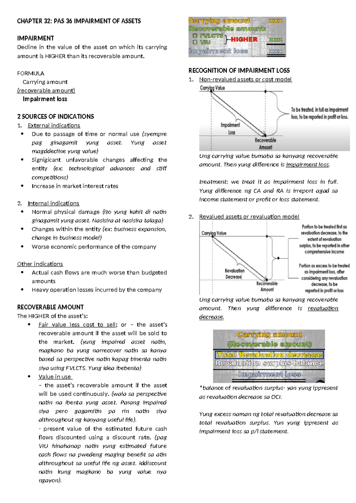 Chapter 32: PAS 36 Impairment of Assets Overview and Key Concepts - Studocu