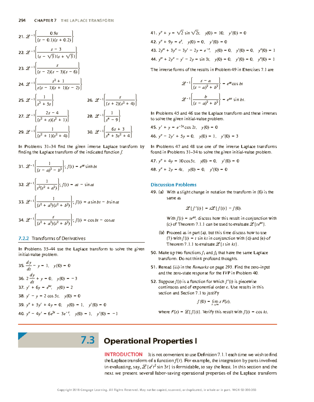 294 CHAPTER: THE LAPLACE TRANSFORM - Detailed Study Notes - Studocu