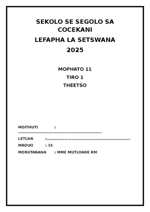 [Solved] BASADI BA SESHABasadi ba sesha nna ke ba beye sebeteBasadi ba ...