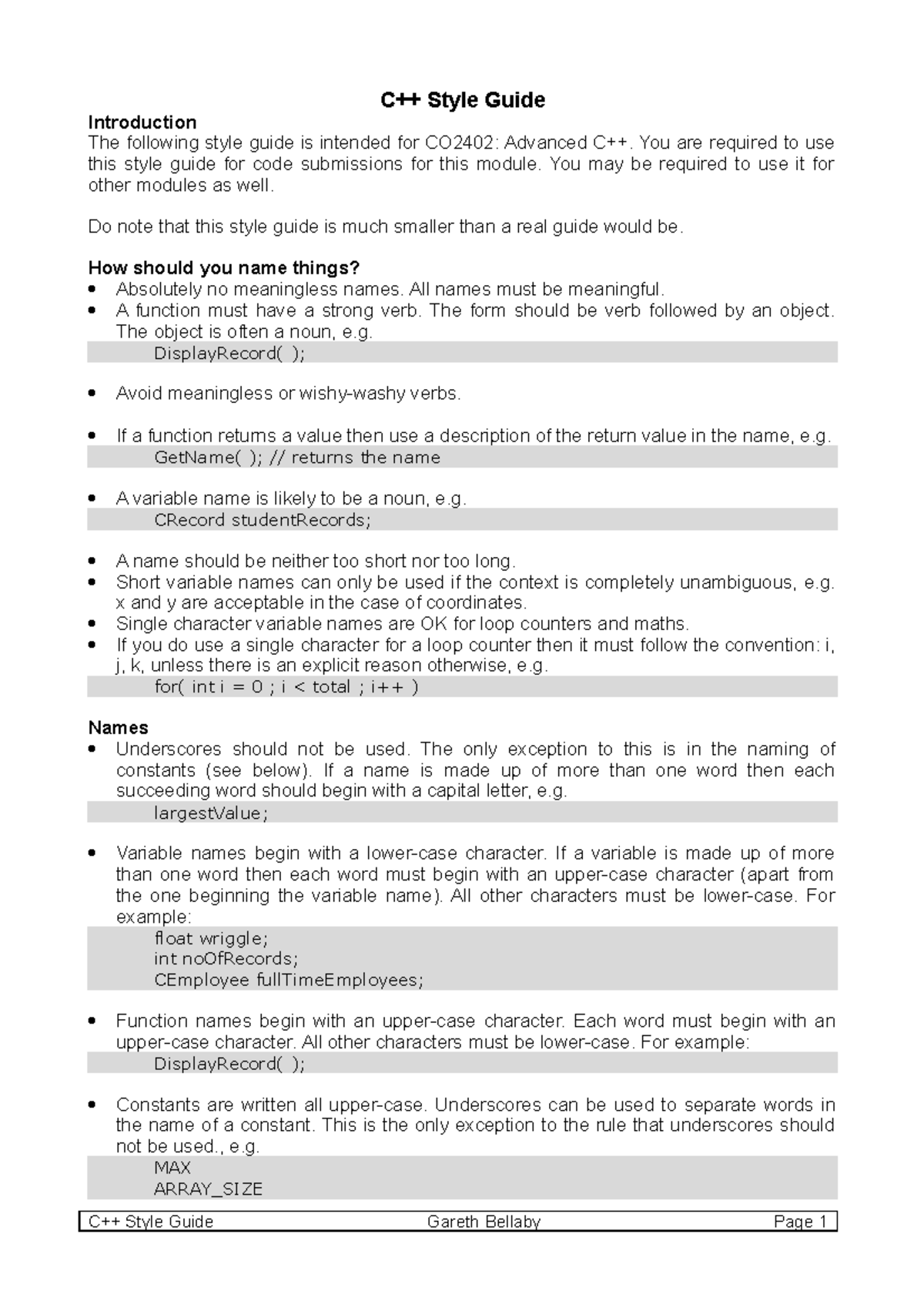 styling styling - C++ Style Guide Introduction The following style ...