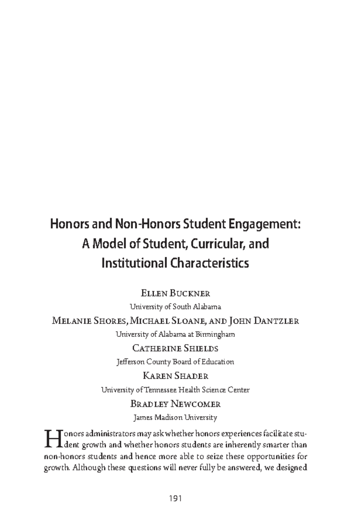 EJ1104310 - Learn well - Honors and Non-Honors student Engagement: a ...