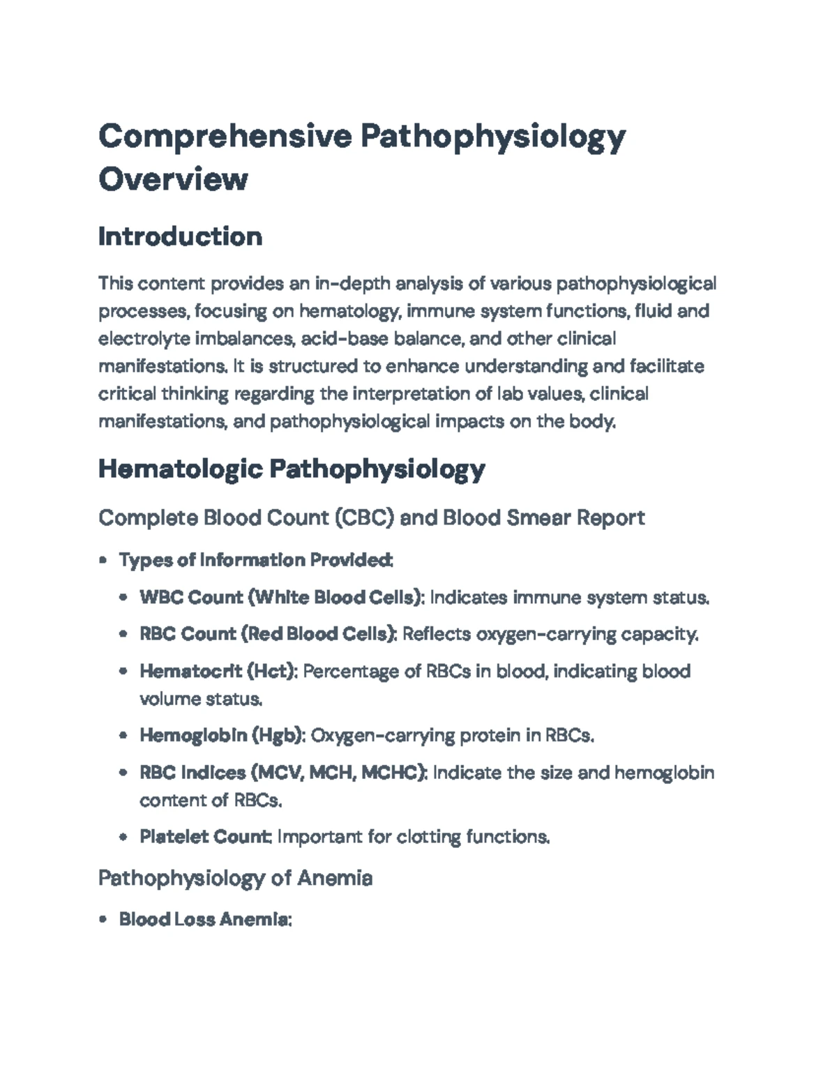 Pathophysiology Study Guide for Nursing - Comprehensive Overview ...