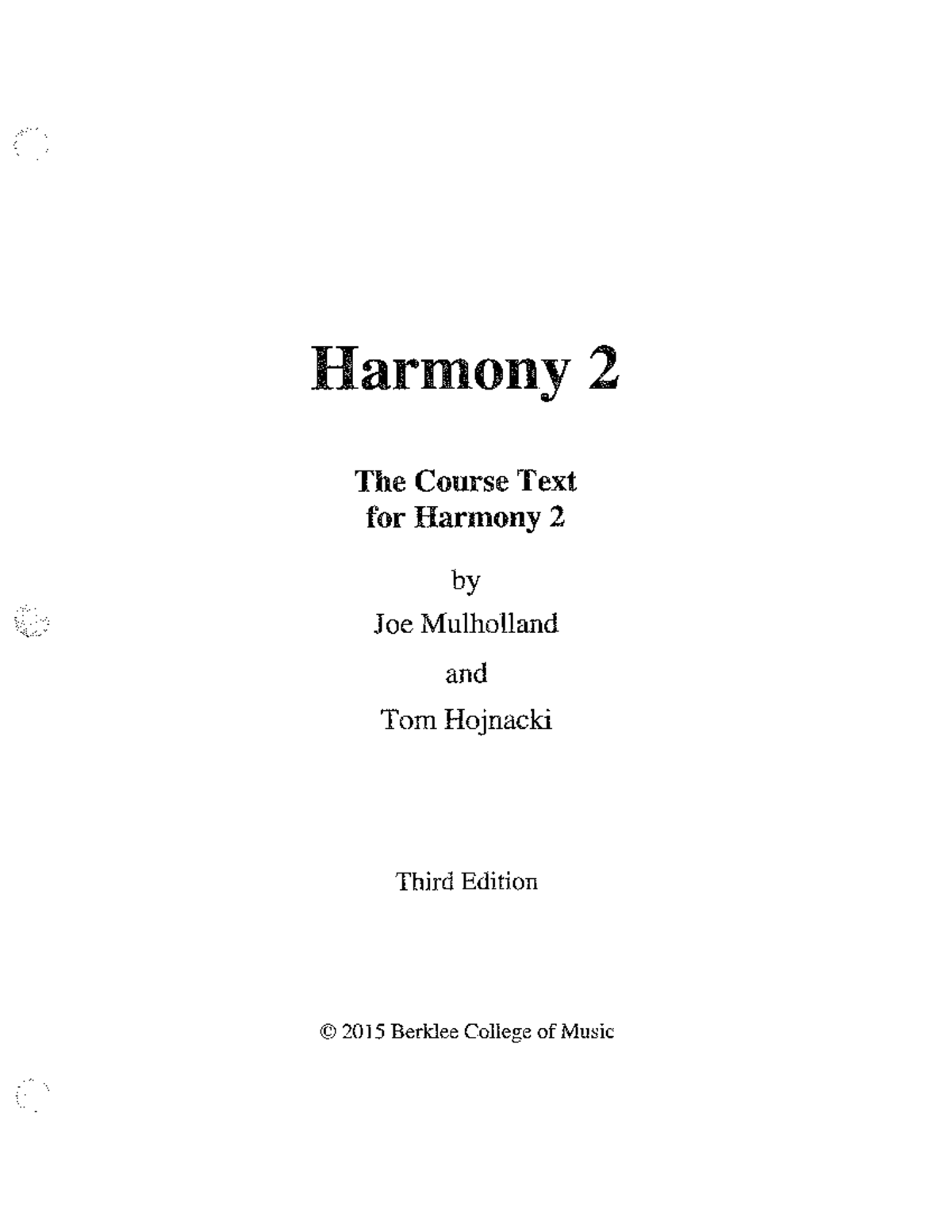 Berklee Harmony 2: Course Text & Key Concepts (2015 Edition) - Document Preview