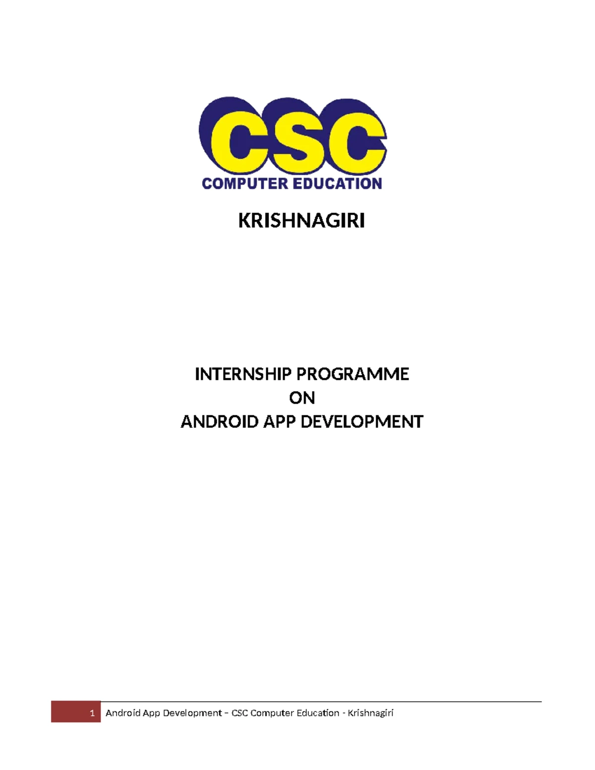 BCA Internship Report: Android App Development at CSC Computer ...