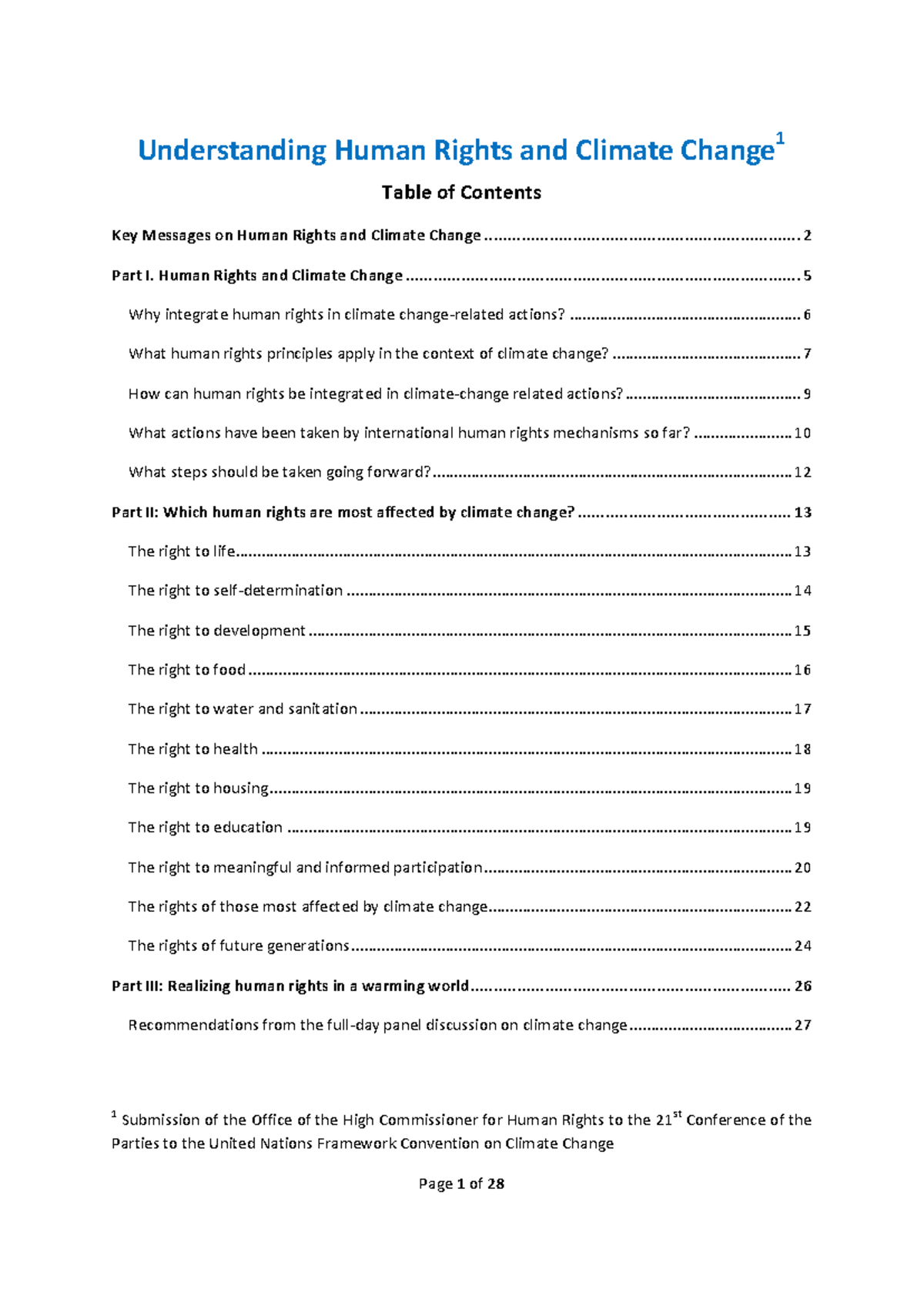 Human Rights and Climate Change: Key Messages and Impacts - Studocu
