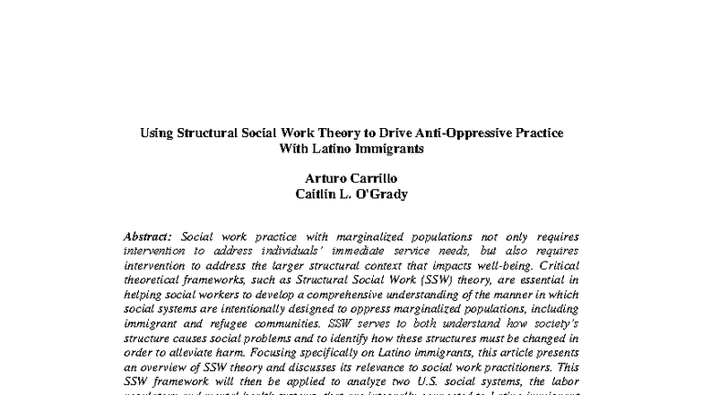 Using Structural Social Work Theory to Address Latino Immigrant Needs ...