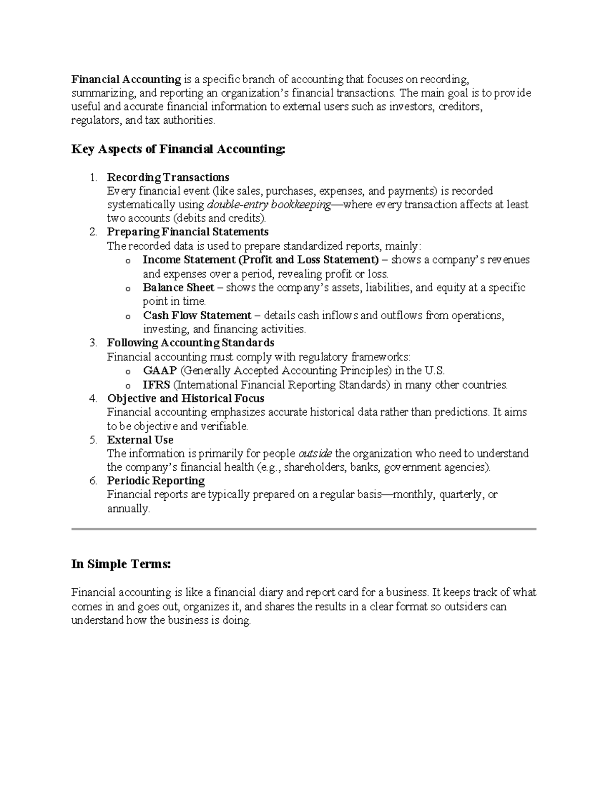 Financial Accounting Overview: Key Concepts and Standards (ACCT 101 ...