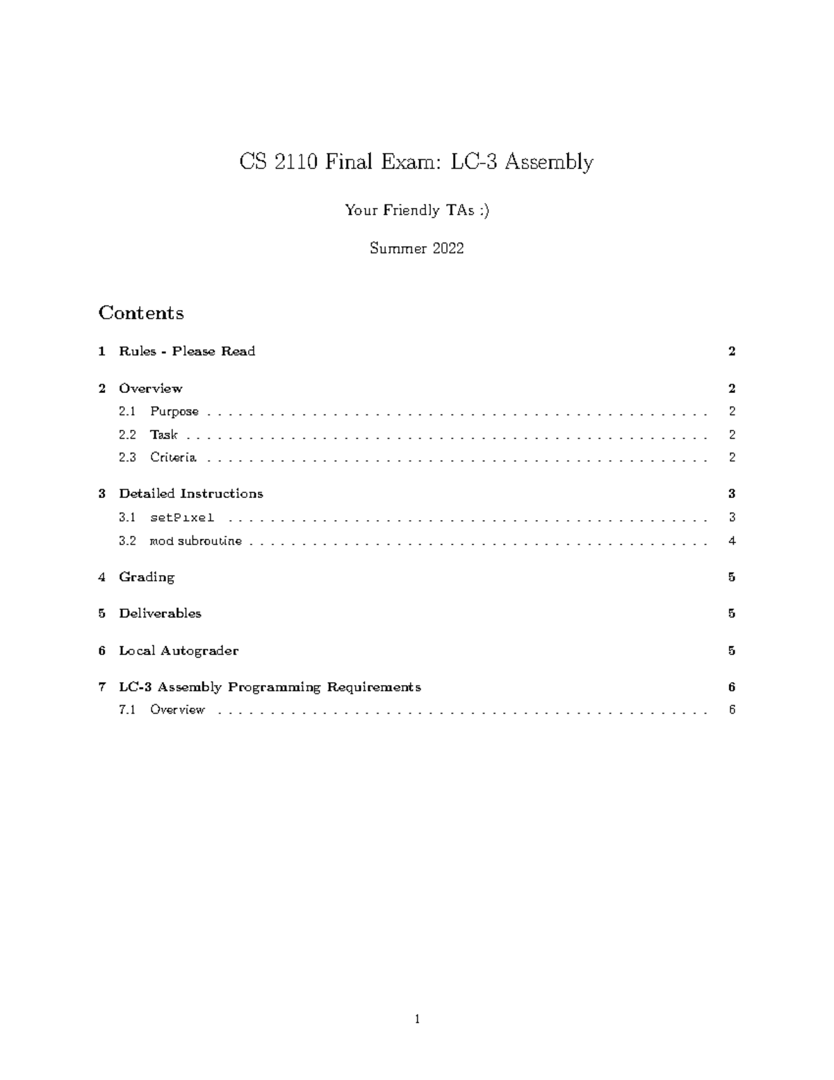 CS 2110 Final Exam Guide: LC-3 Assembly Programming Details - Studocu