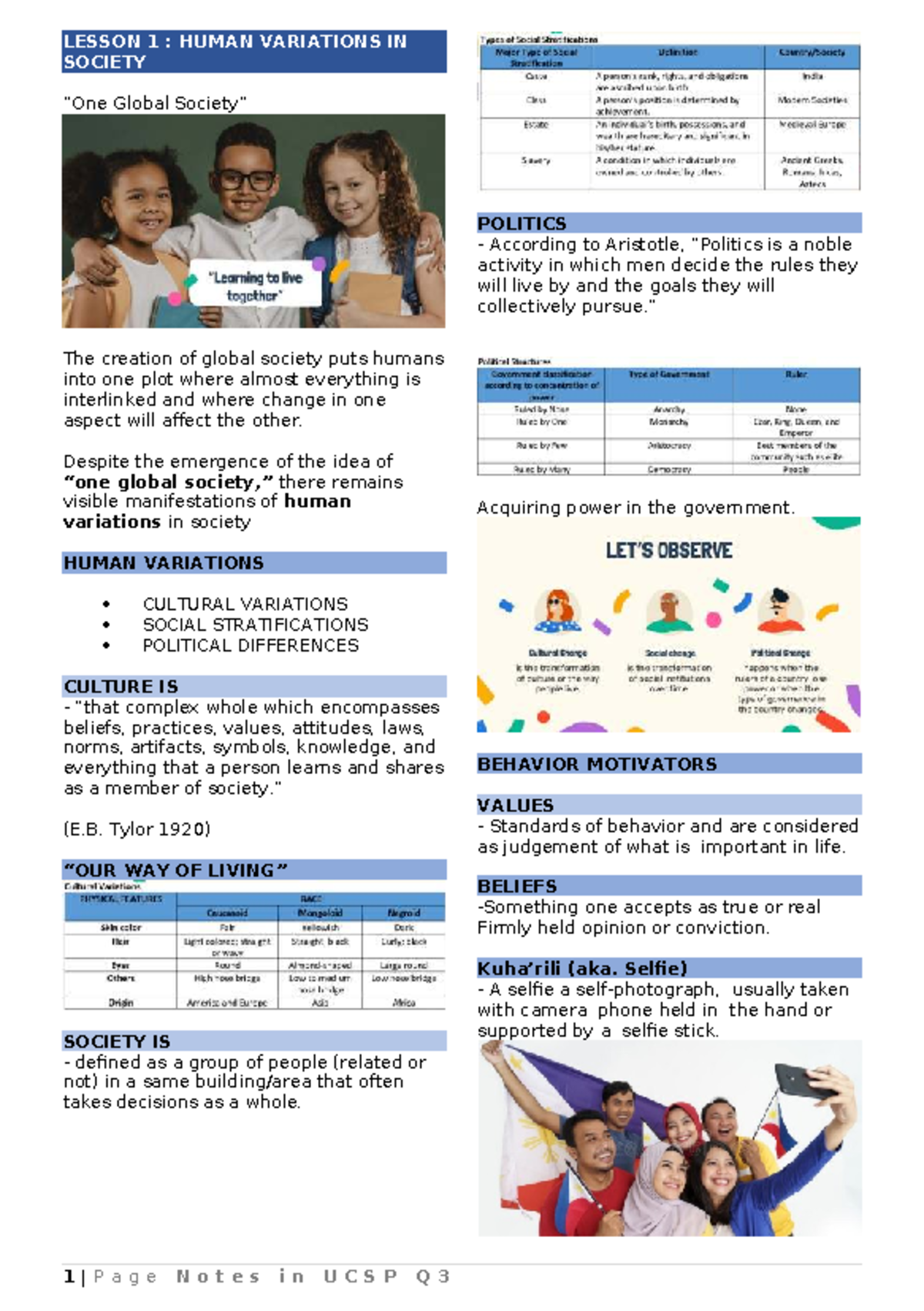 UCSP Q3: Understanding Human Variations and Culture in Society - Studocu