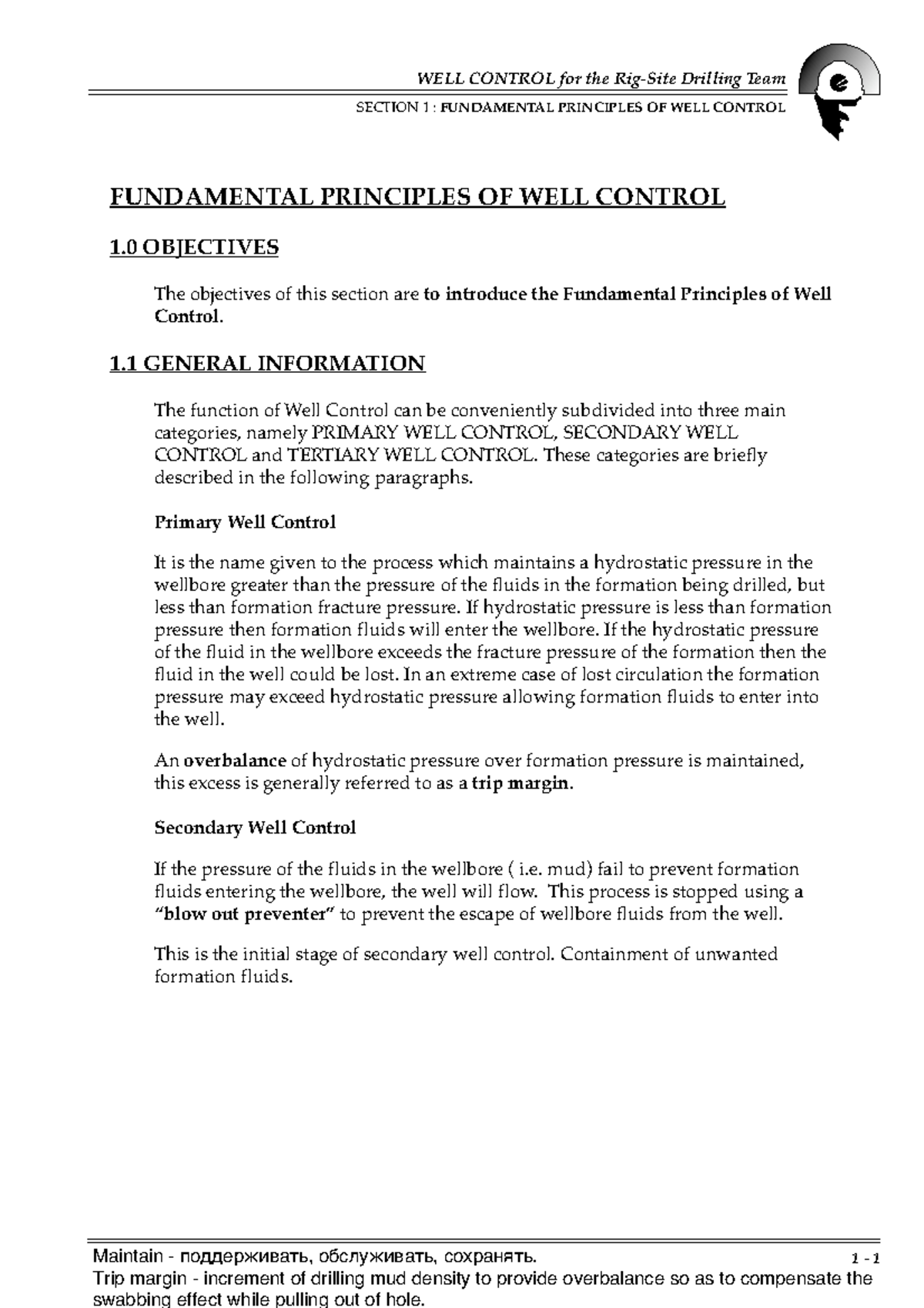Lecture 1: Fundamental Principles of Well Control Overview - Studocu