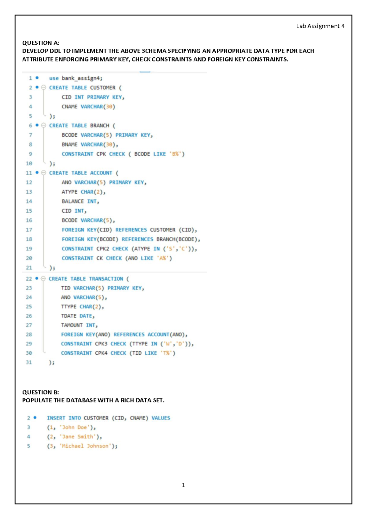 Database Design & Queries - Lab Assign 4 - Studocu