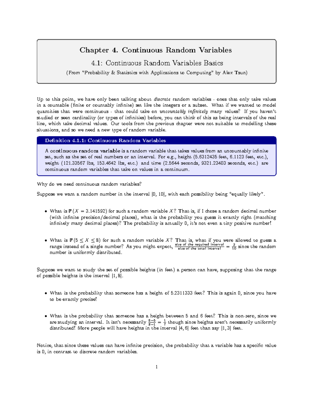 Chapter 4: Continuous Random Variables Basics (STAT 101) - Studocu