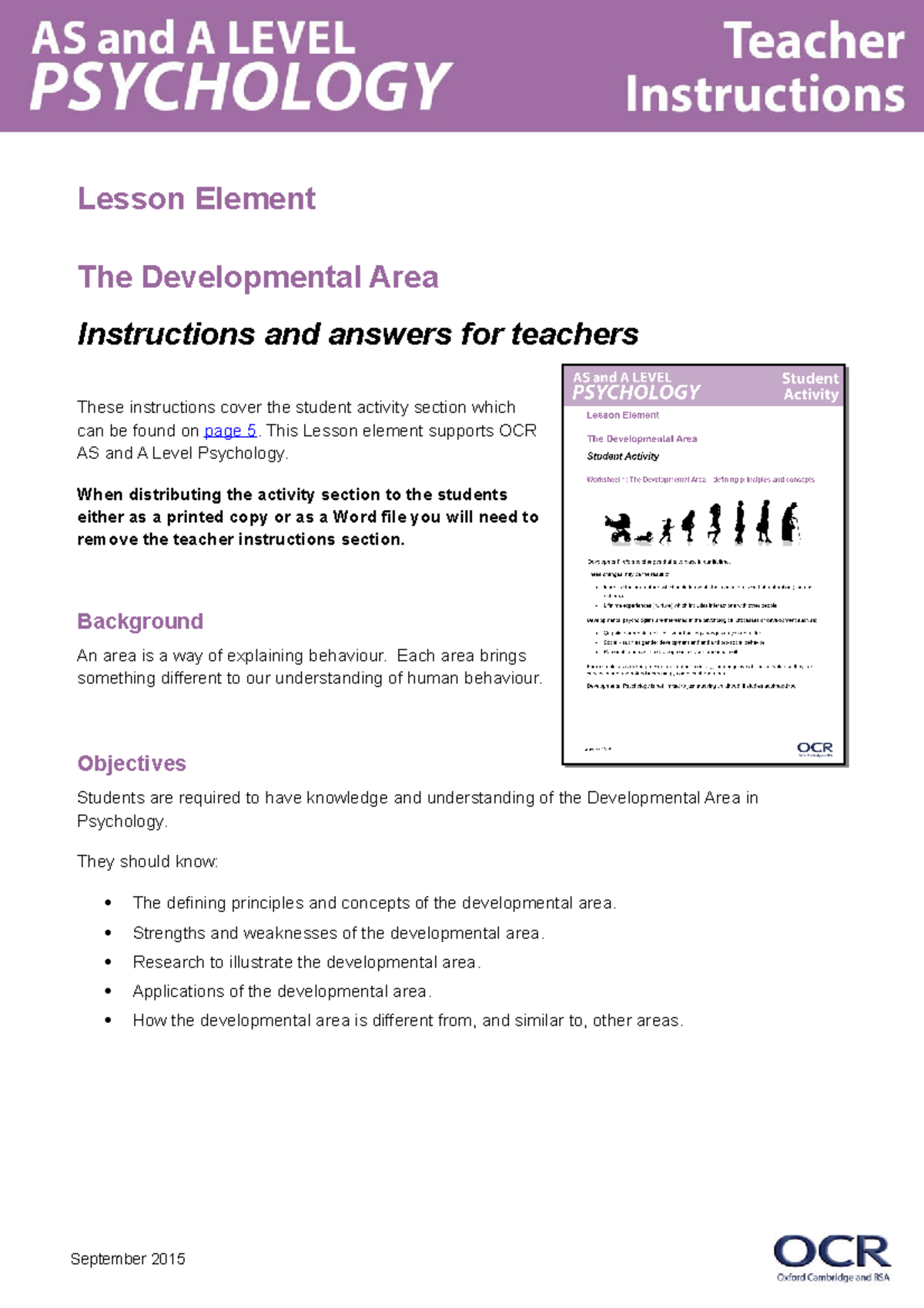 264694 the developmental area lesson element - September 2015 Lesson ...