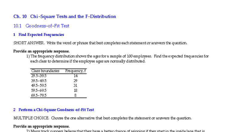 Chapter 10 - Exam Practice: Chi-Square Tests and Expected Frequencies ...