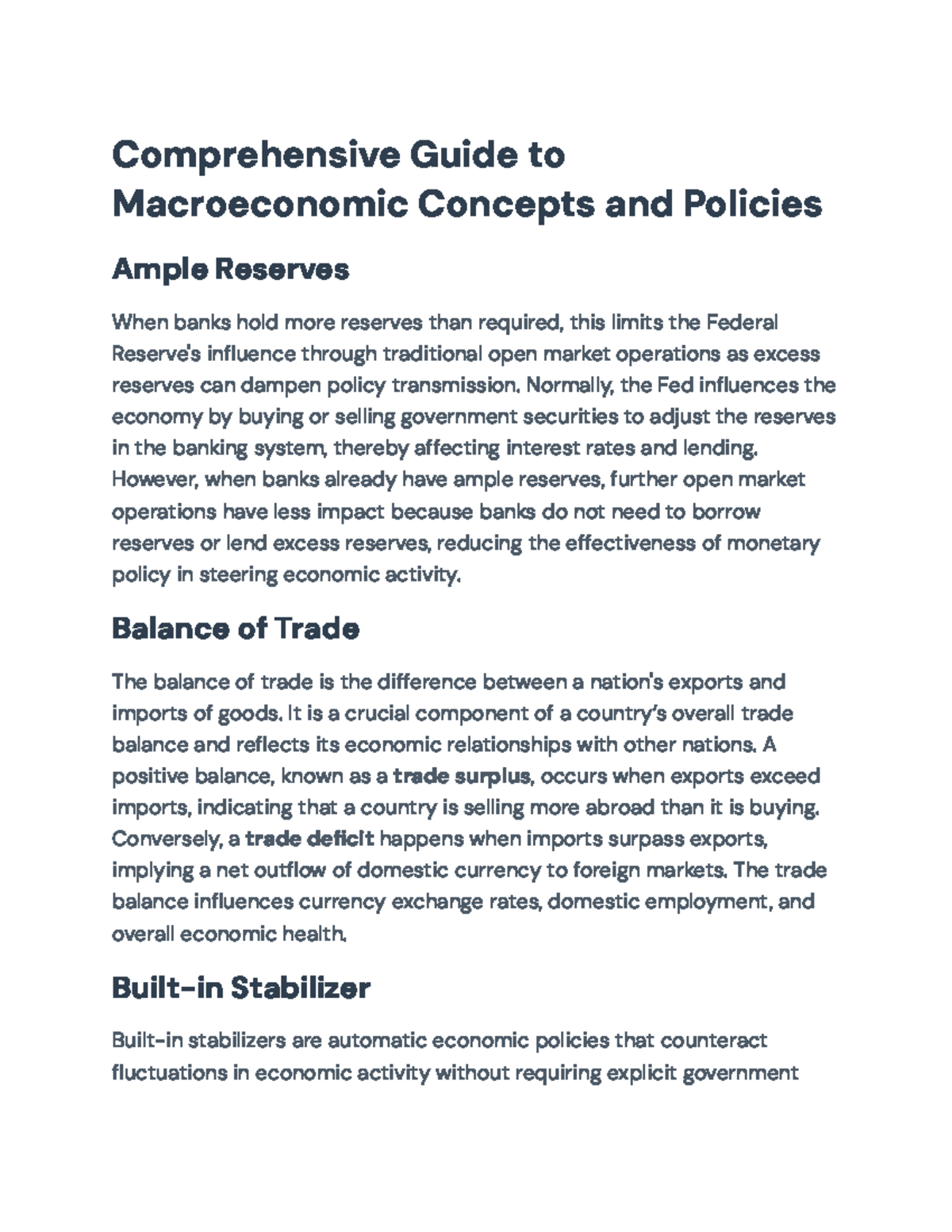 Comprehensive Overview of Macroeconomic Principles and Policies (ECO ...