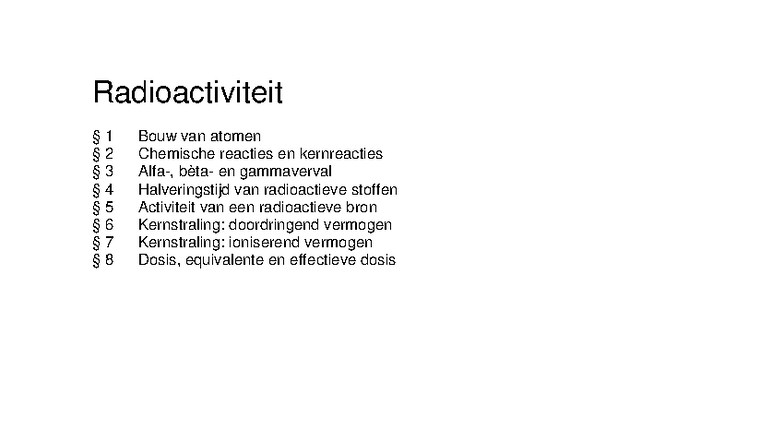 Theorie Radioactiviteit: Bouw van Atomen, Chemische en Kernreacties ...
