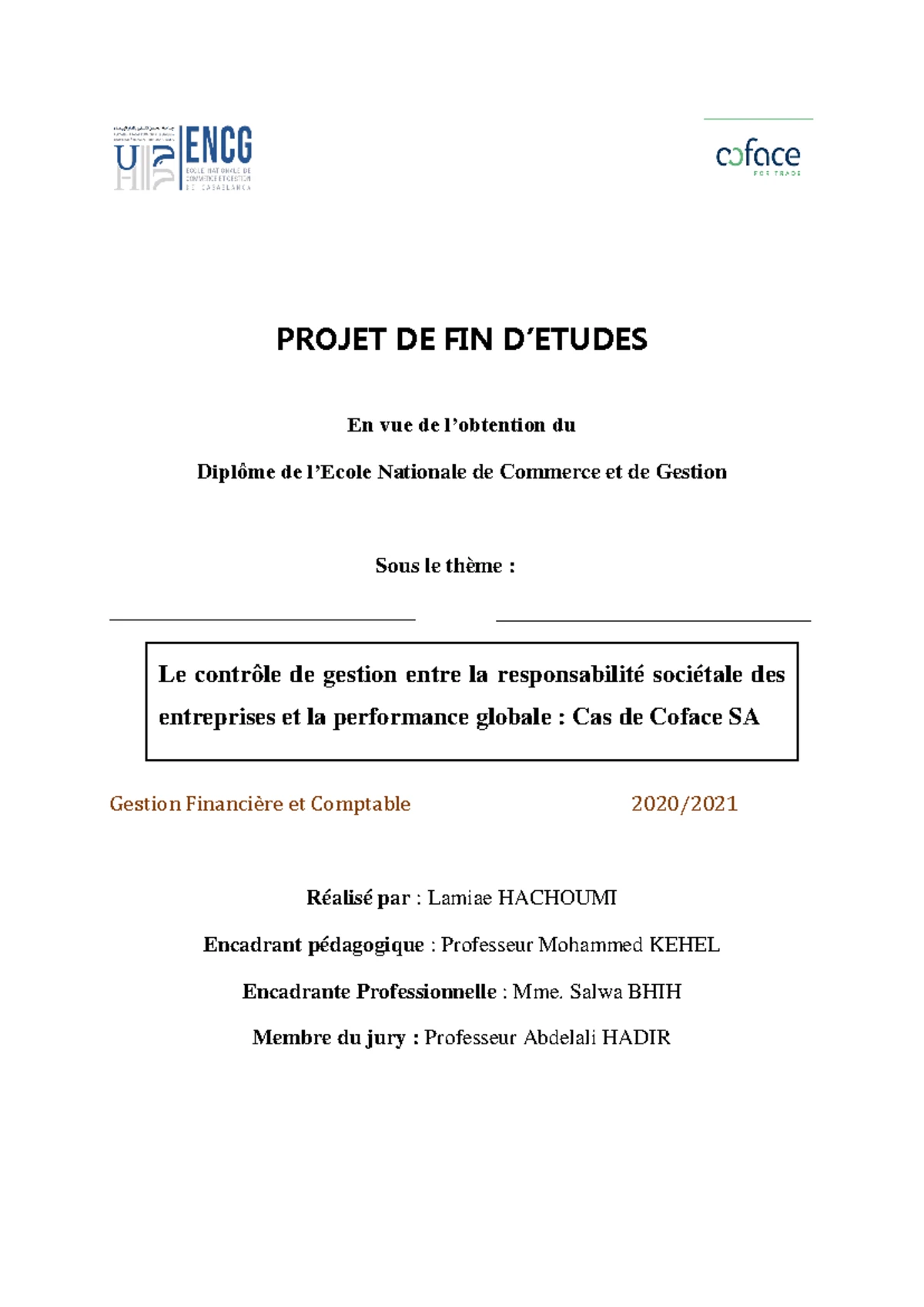 Rapport PFE VF - Mémoire de fin d’études Pour l’obtention du Diplôme de ...