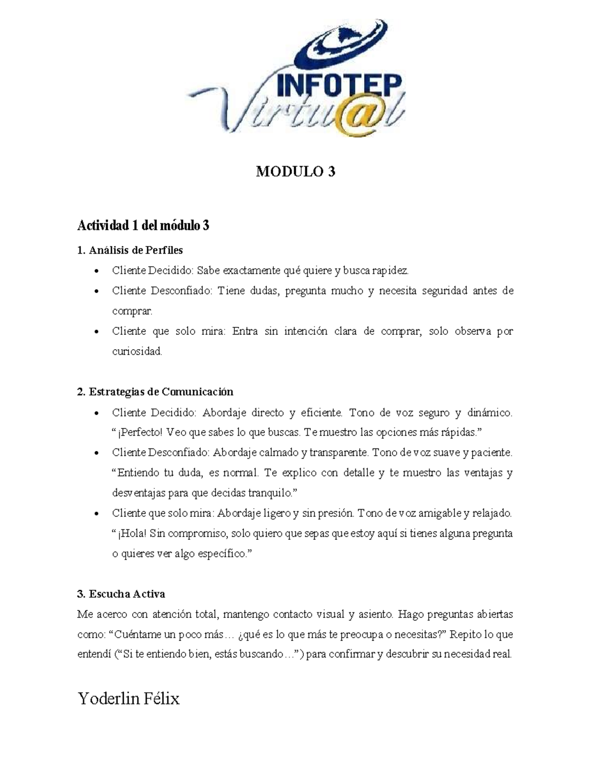 Análisis de Perfiles de Clientes - Módulo 3 Actividad 1 - Studocu