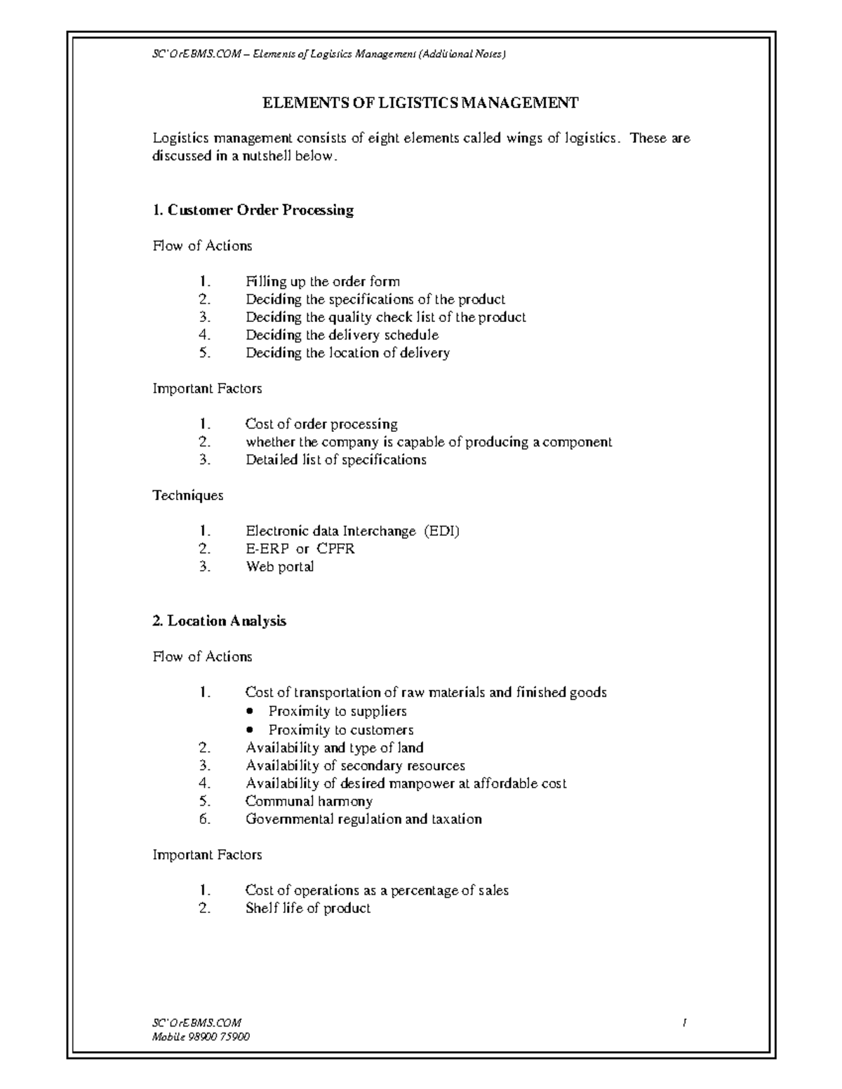 Logistics Management - Notes for IS 101 Final Exam - Studocu