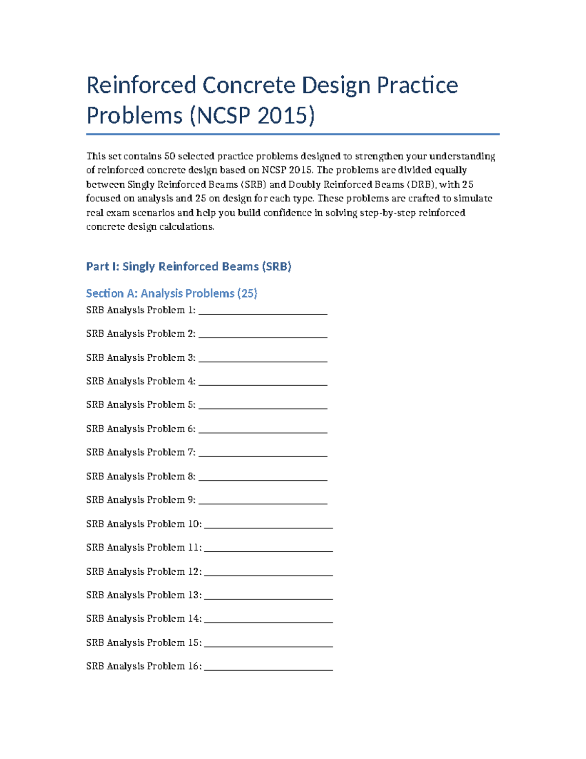 Reinforced Concrete Design Practice Problems (NCSP 2015) - Studocu