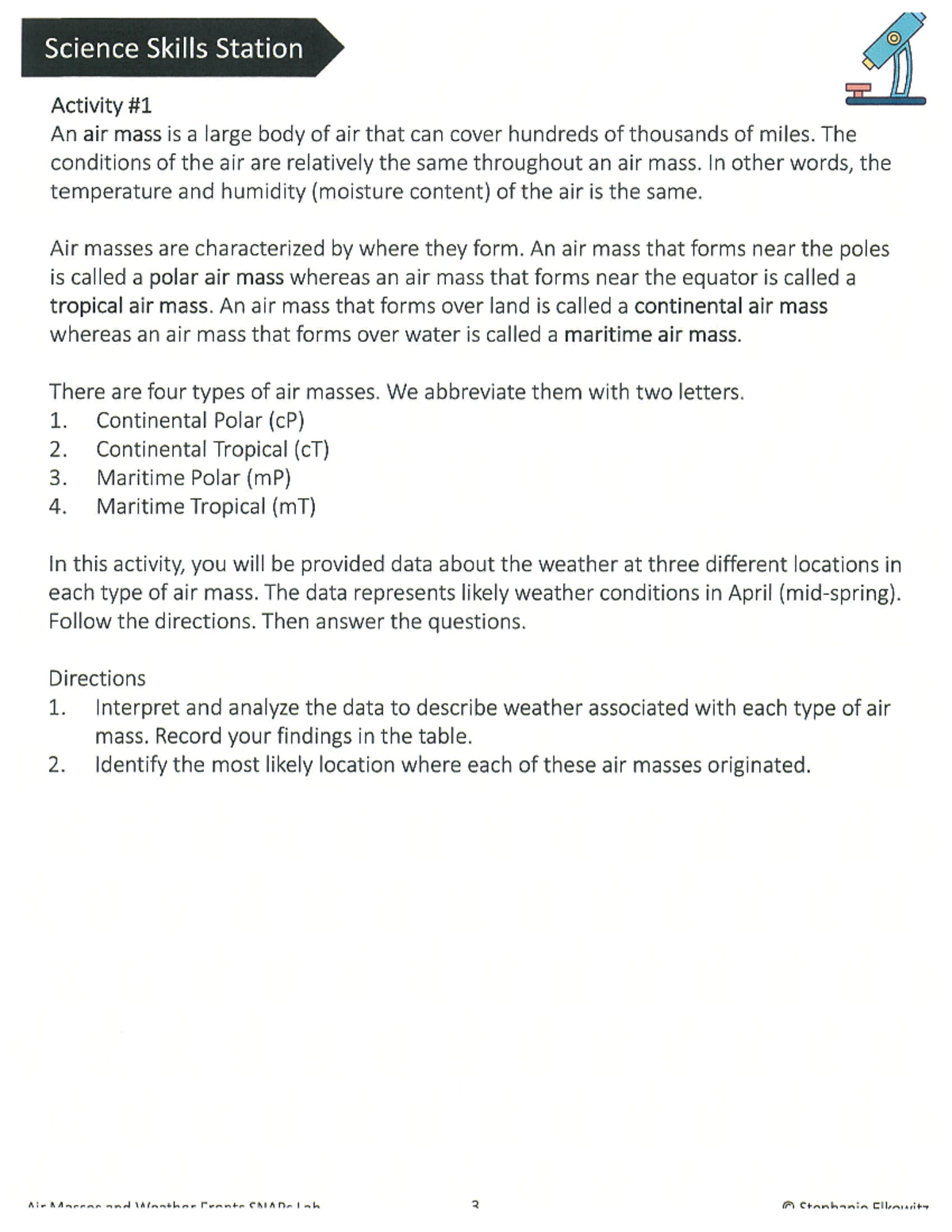 Final Exam Study Guide for Course XYZ: Air Masses & Weather Fronts ...