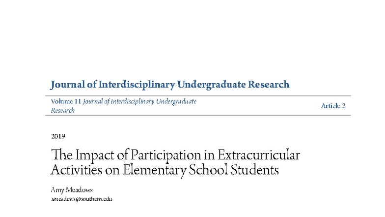The Impact of Extracurricular Activities on Elementary Students ...
