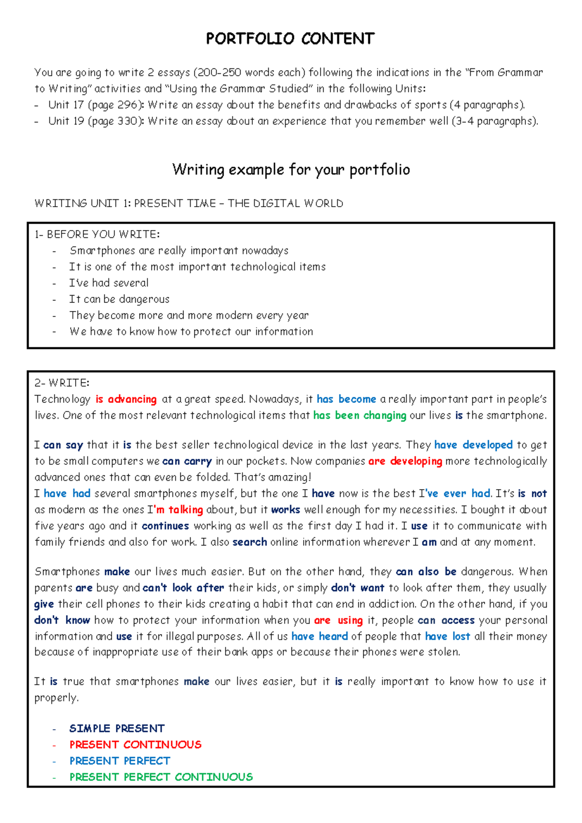 A06 - Portfolio Writing Instructions & Examples for Essays - Studocu