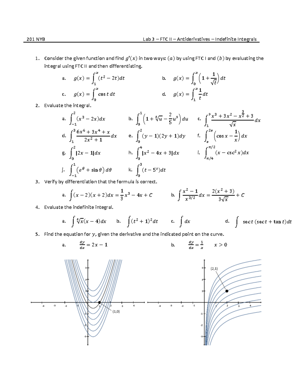 201 NYB Lab 3 FTC II Antiderivatives & Indefinite Integrals - Studocu