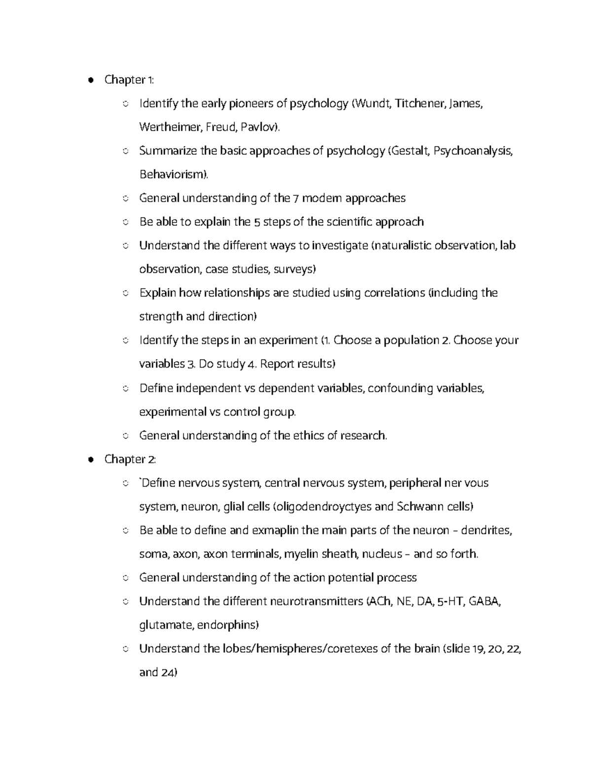 Psy 1010 Exam 1 Review: Key Concepts from Chapters 1-3 - Studocu