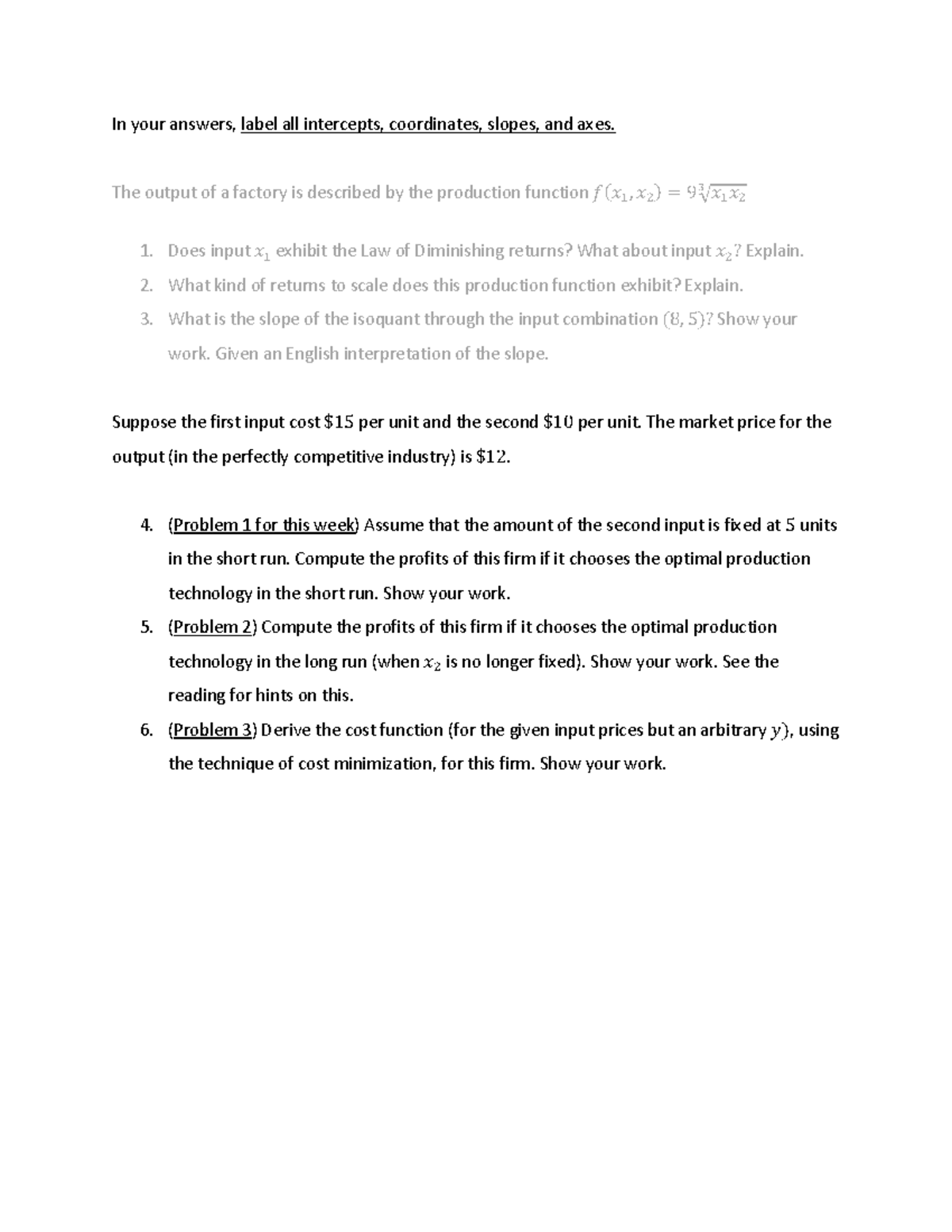 Problem Set 7 - Recitation: Production Function Analysis - Studocu