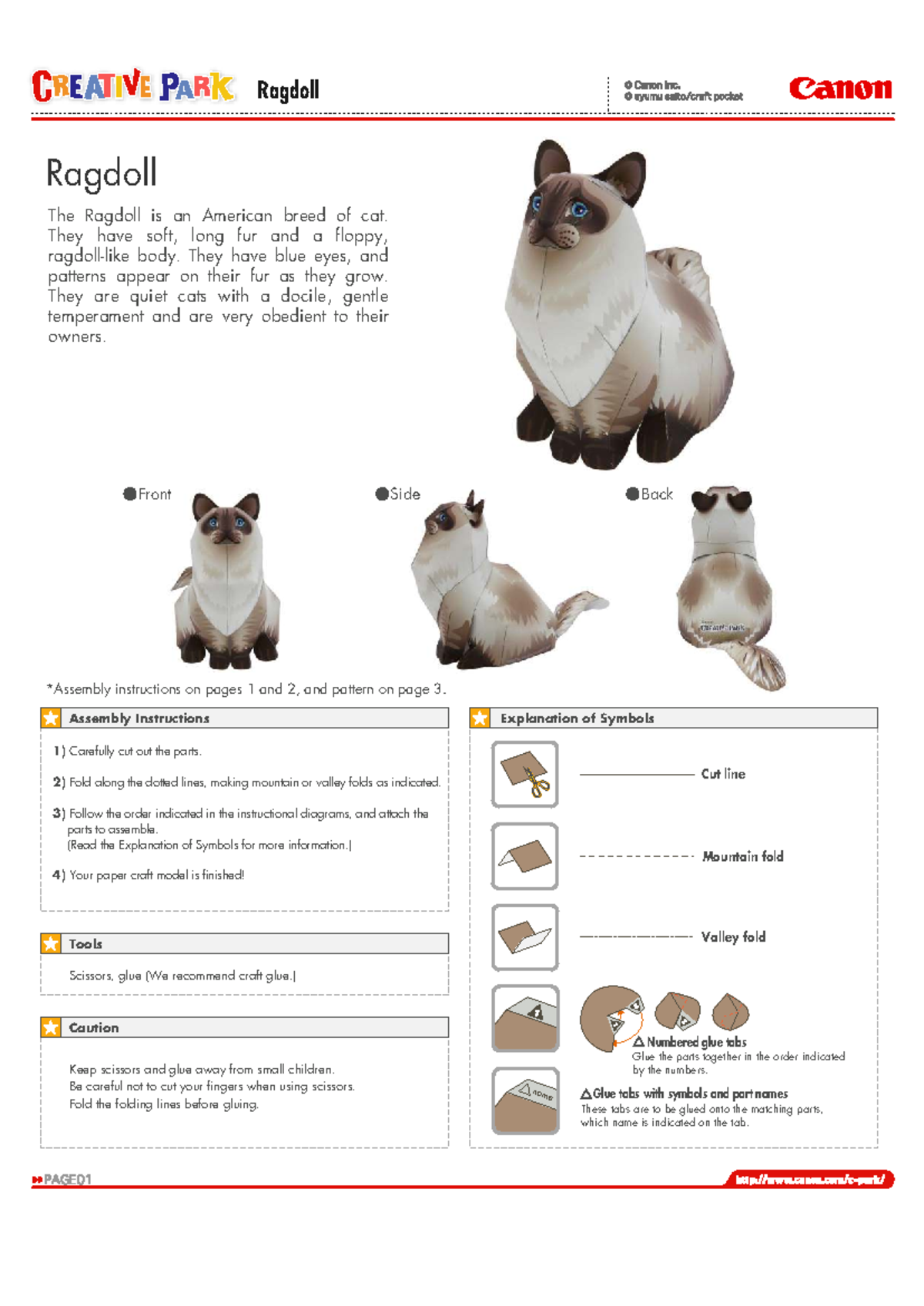Gato Papercraft: Ragdoll Cat Assembly Instructions - Studocu