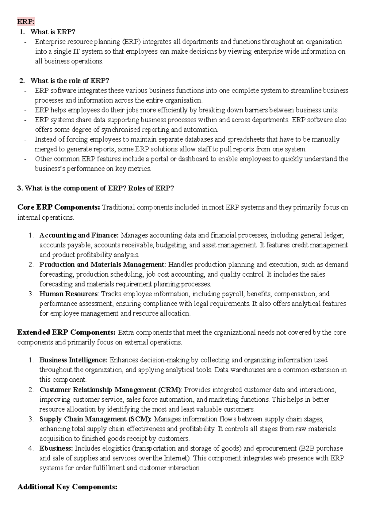 198 - Lecture note - ERP: What is ERP? Enterprise resource planning ...