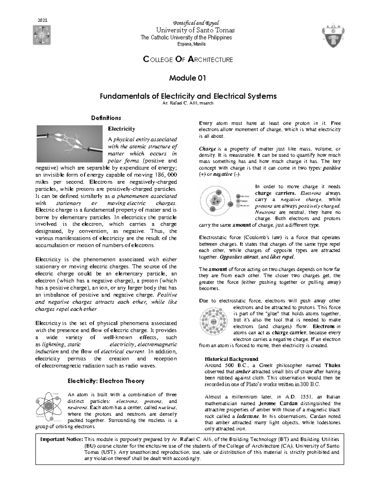 Module 01: Fundamentals of Electricity and Electrical Systems - Studocu
