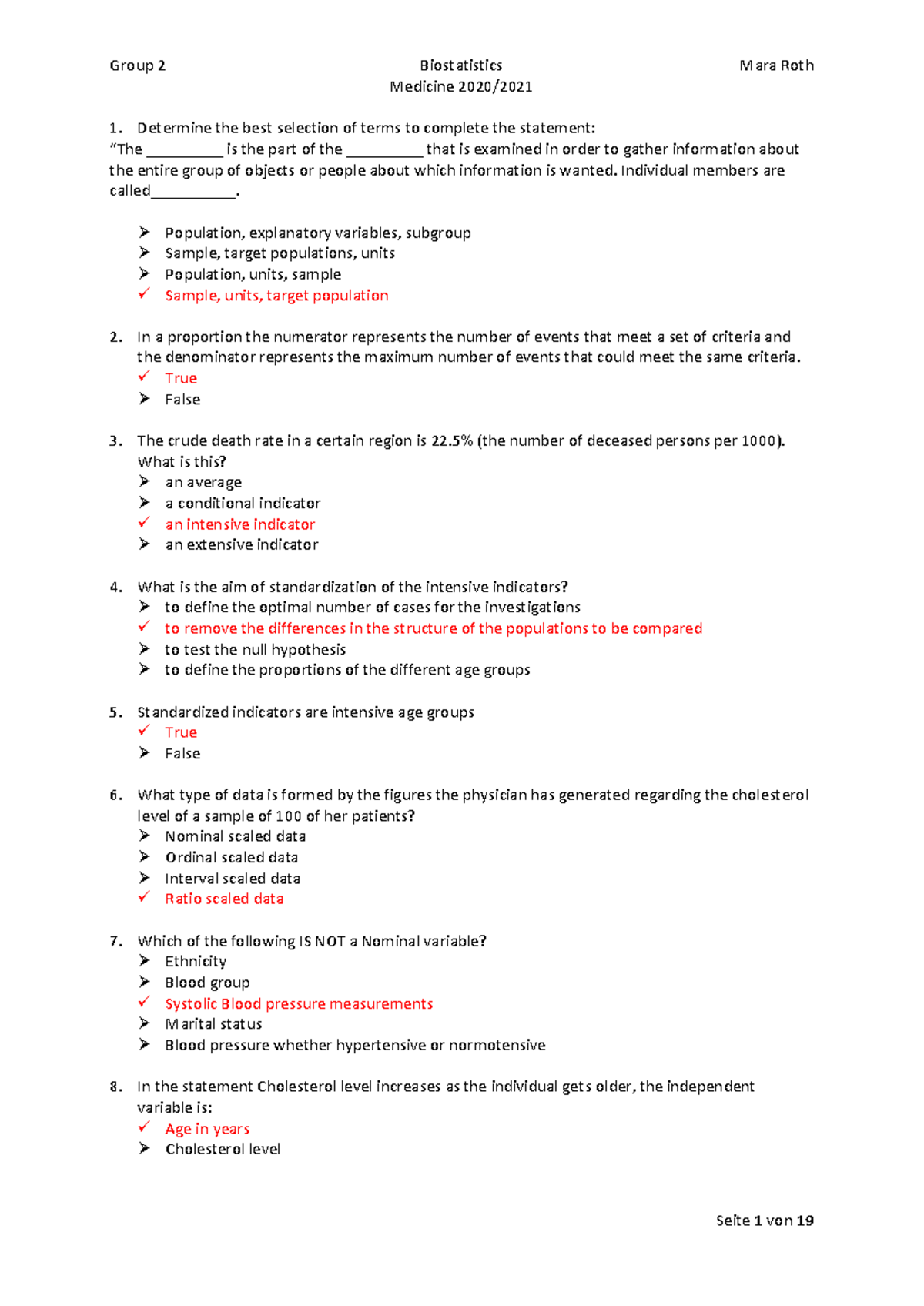 Biostatistics Final Exam Questions (Group 2) - Studocu