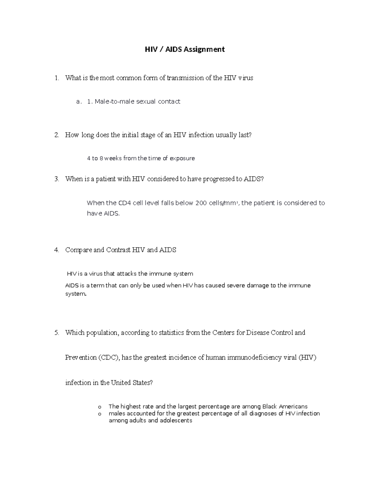HIV/AIDS Assignment Overview: Key Facts, Transmission, and Care - Studocu