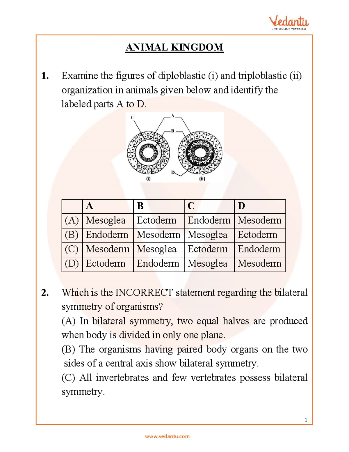 Animal Kingdom NEET Questions: Exam Prep & Study Guide - Studocu