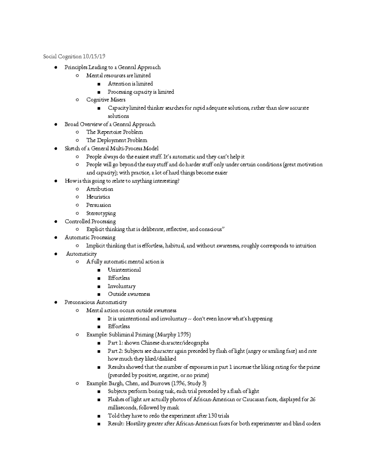 Psych 101: Week 2 Lecture Notes on Social Cognition Principles - Studocu