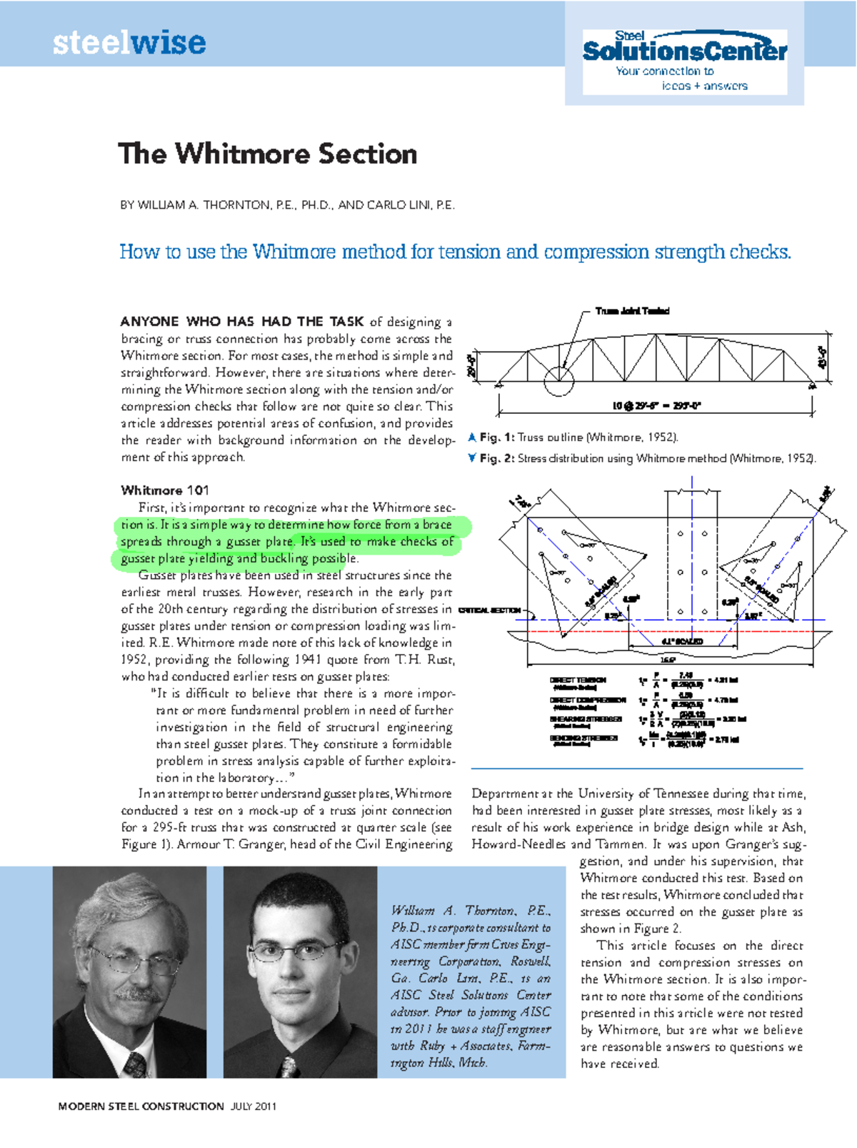 072011 Modern Steel Construction - Whitmore Section Explained - Studocu