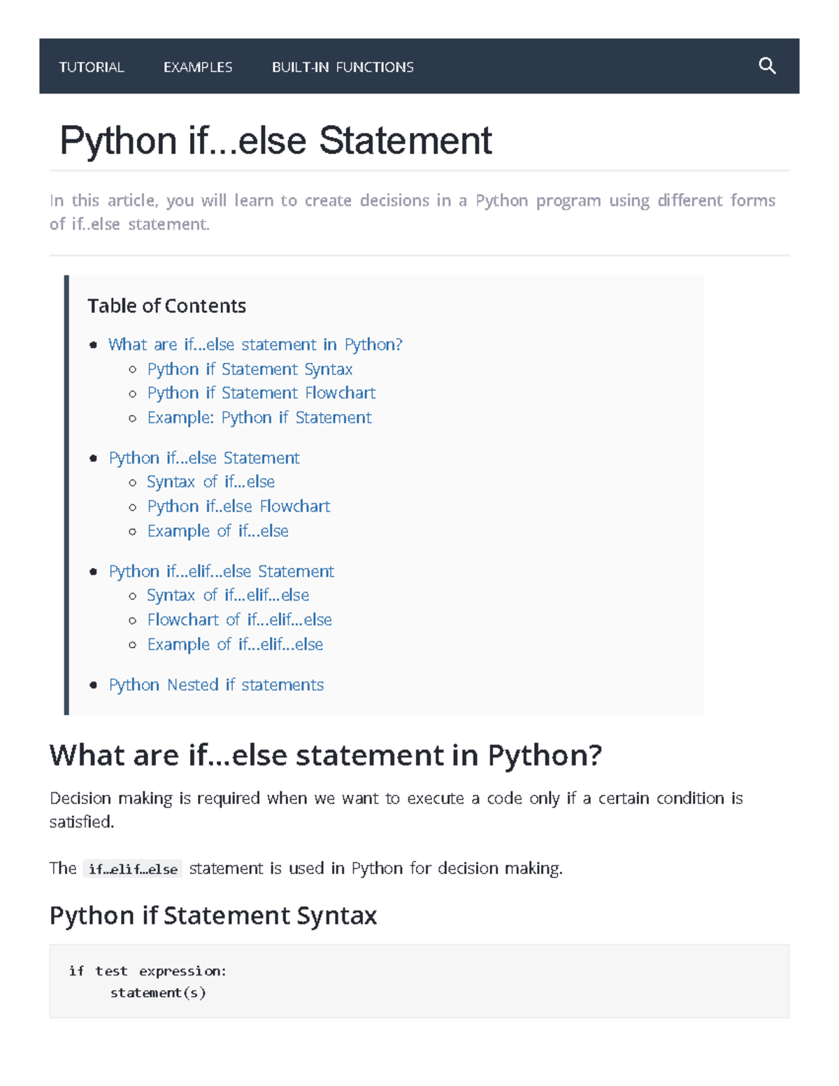 Python Conditional Statements: if, if...else & Nested if - CS101 - Studocu