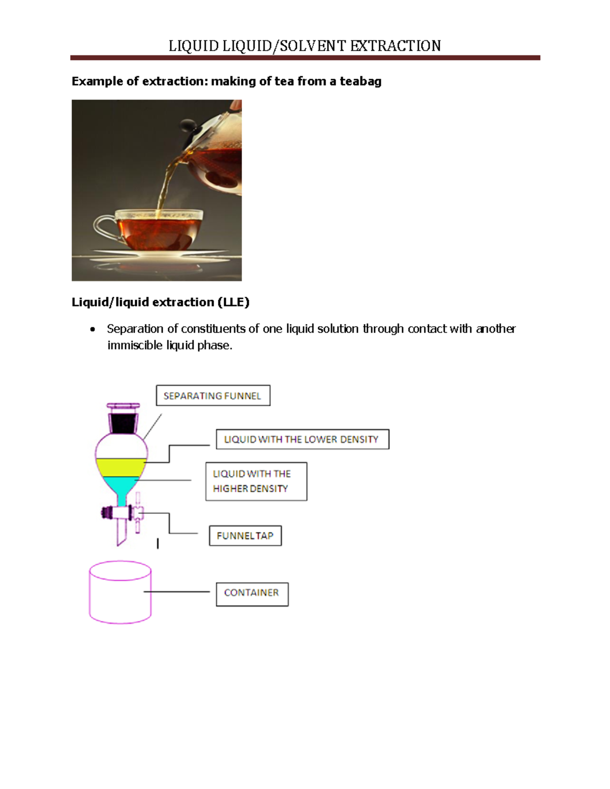 LLE R-L2 - Liquid Extraction Notes & Worked Examples for CHE 314 - Studocu