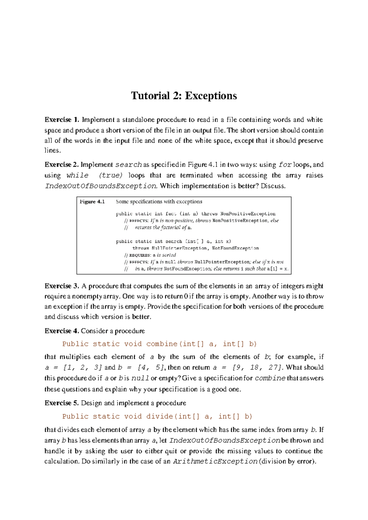 Tut2 - Exceptions in Procedure Implementation and Error Handling - Studocu