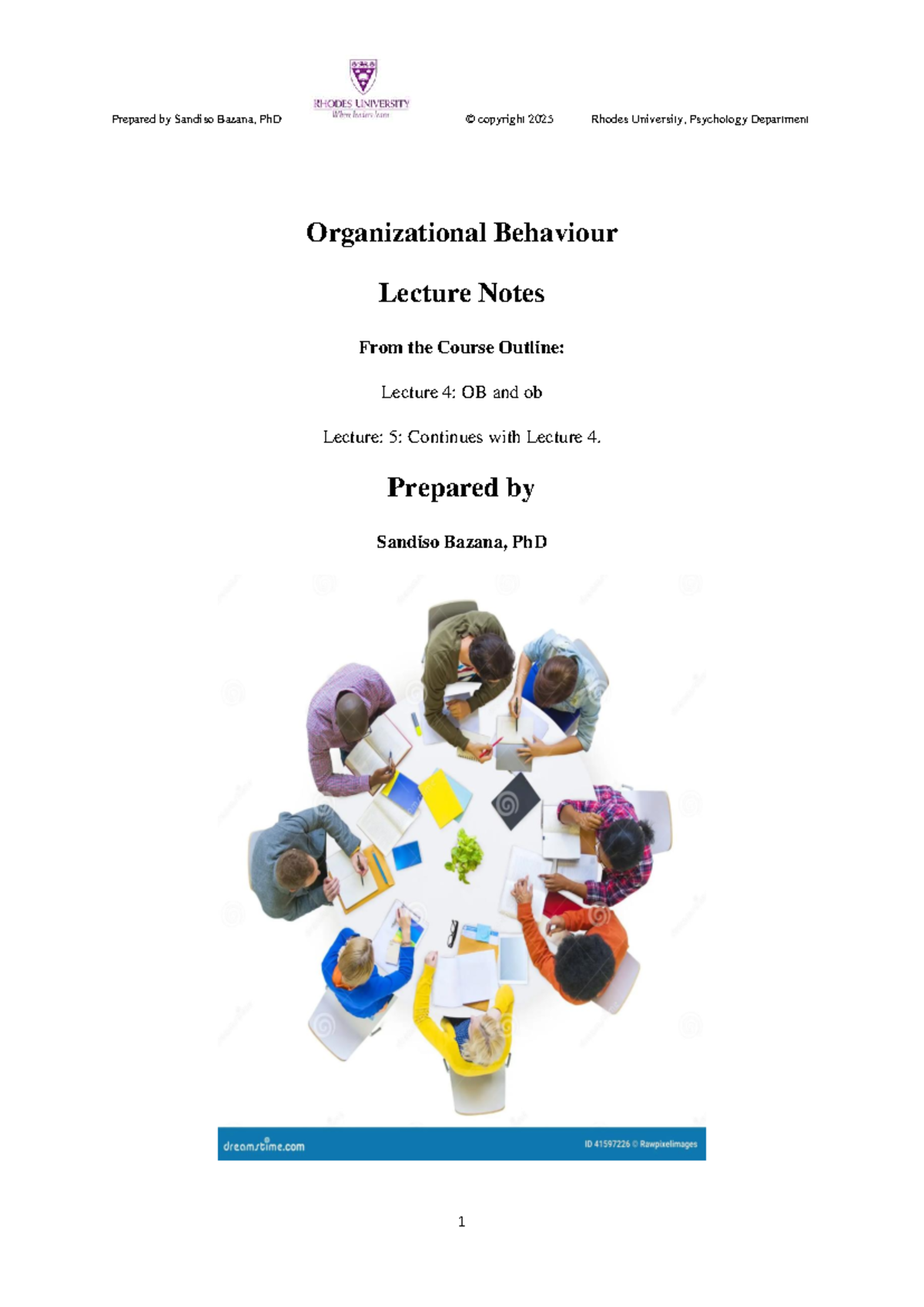Psychology 101: Rethinking Organizational Behaviour Lecture Notes - Studocu