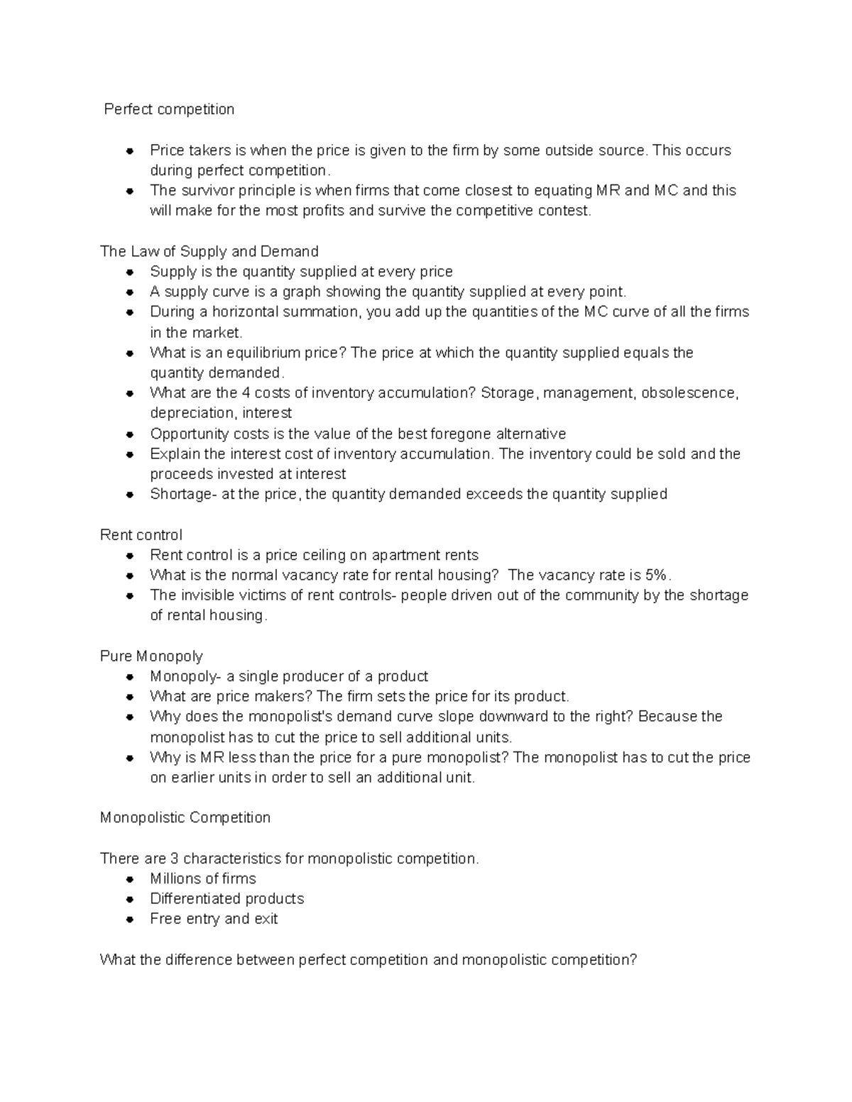 ECO 101: Perfect Competition and Market Structures Lecture Notes - Studocu