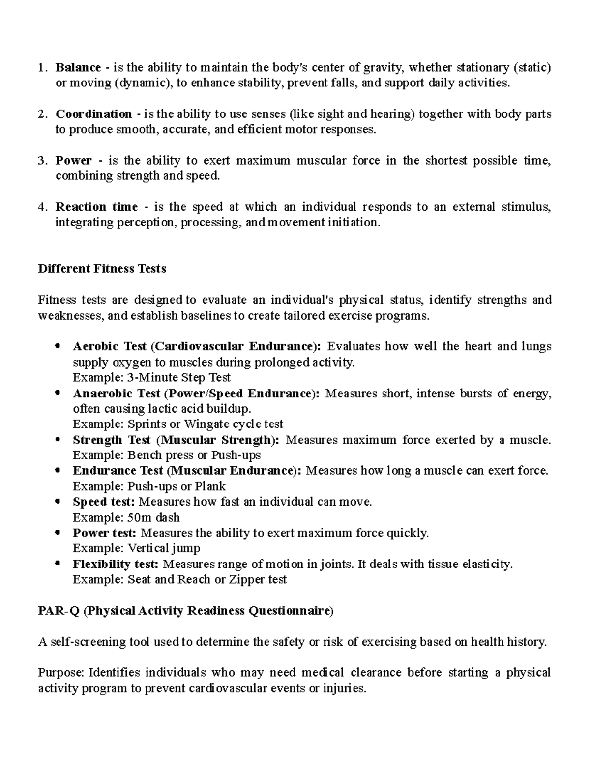 P2 - Pathfit: Understanding Fitness Tests and Key Components - Studocu