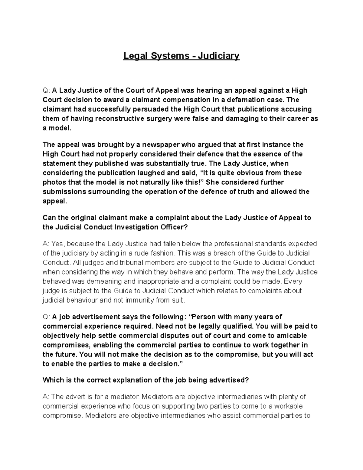 Judicial Interpretation and Court Procedures Overview (LAW 101) - Studocu