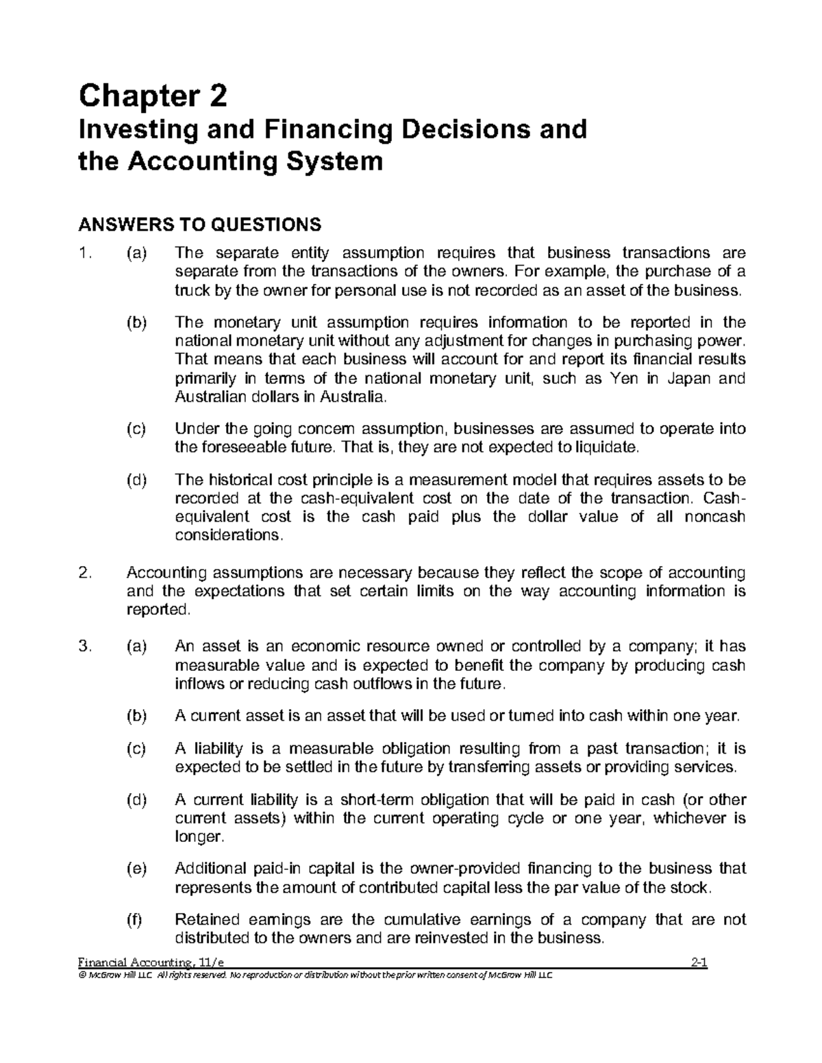 ACCT2010 Chapter 2 - answer - Financial Accounting, 11/e 2 - 1 Chapter ...