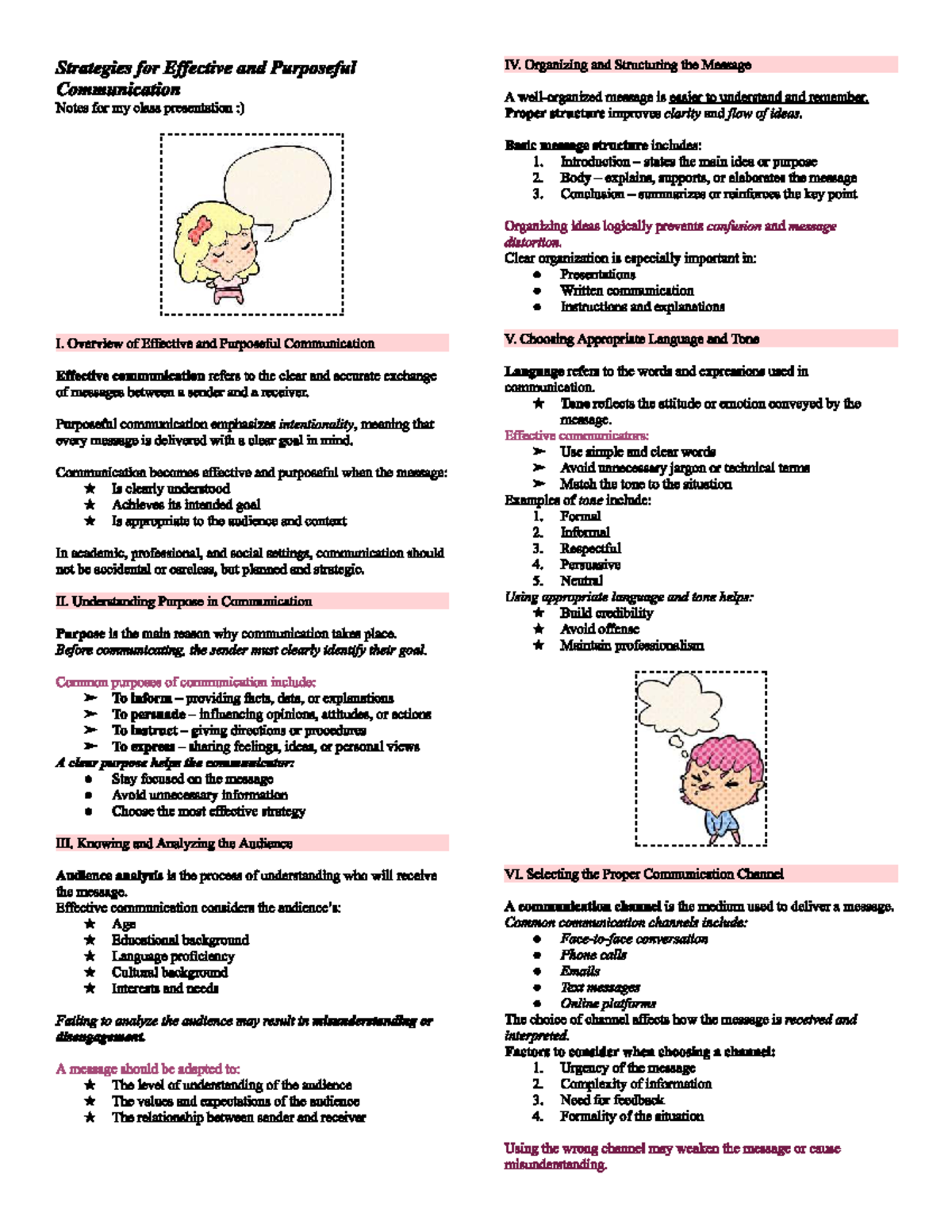 Effective Communication Strategies: Presentation Notes for Comm 101 ...